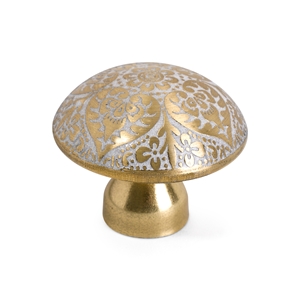 knob 37mm brass decorated white patina