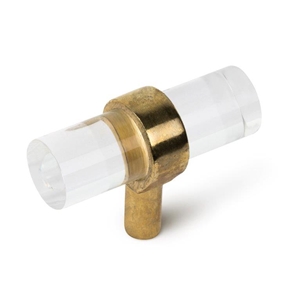 knob 50x21m cylinder glass with polished brass