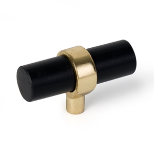 furniture knob 50x21m black cylinder polished brass