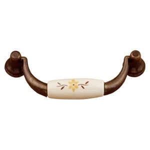 hand painted beige porcelain with bronze fitting brown flower classic furniture handle 332h4