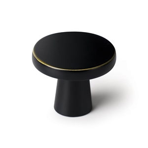 furniture knob 33mm black paint brass edges