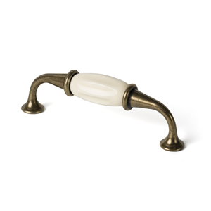 tirador 96mm bronce envejecido porcelana beige