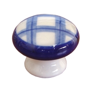 poignee bouton rond quadrille bleu 423m6