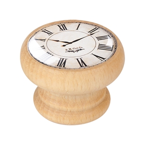 pomo mueble vintage madera tinte natural reloj blanco 450hn02