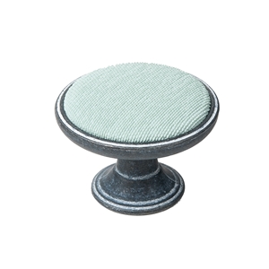 metal cabinet knob 37mm washed rust with fabric turquoise bouton metal pour meuble 37mm oxyde decape avec tissu turquoise