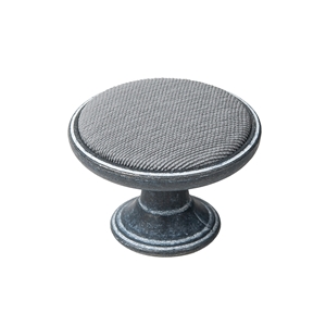 metal cabinet knob 37mm washed rust with fabric grey bouton metal pour meuble 37mm oxyde decape avec tissu gris