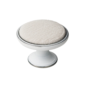 metal cabinet knob 37mm patinated silver with fabric bone bouton metal pour meuble 37mm argent patine avec tissu os