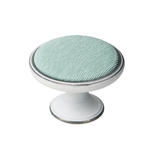 metal cabinet knob 37mm patinated silver with fabric turquoise bouton metal pour meuble 37mm argent patine avec tissu turquoise