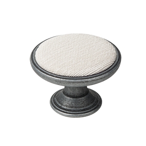 metal cabinet knob 37mm old silver with fabric bone bouton metal pour meuble 37mm argent vieilli avec tissu os