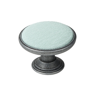 pomo mueble metal 37mm plata vieja con tela antimanchas turquesa bouton metal pour meuble 37mm argent vieilli avec tissu turquoise