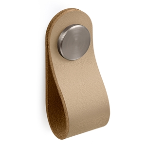 knob of natural leather sand button metal stainless steel matt