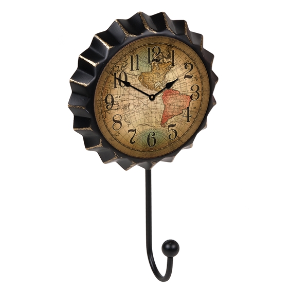 percha pared chapa reloj mapa vintage retro ap1468