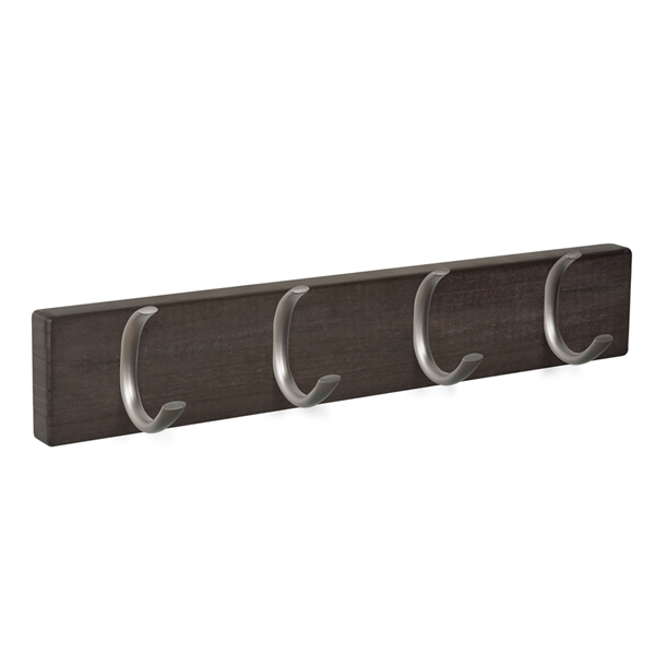 wall hanger walnut wood 4 hooks matt brass nickel patere porte manteau en bois noyer 4 crochets inox mat MOD 9105