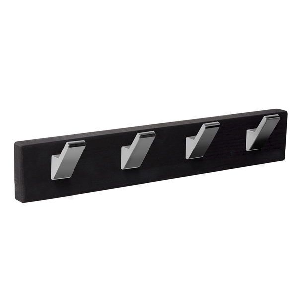 wall hanger black wood 4 hooks bright chrome patere porte manteau en bois noir 4 crochets chrome brillant MOD 9108