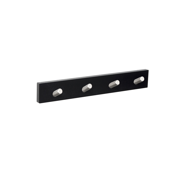 wall hanger black wood 4 inclined knobs inox scandinavian nordic design patere mur bois noir 4 boutons inclines inox nordique scandinave