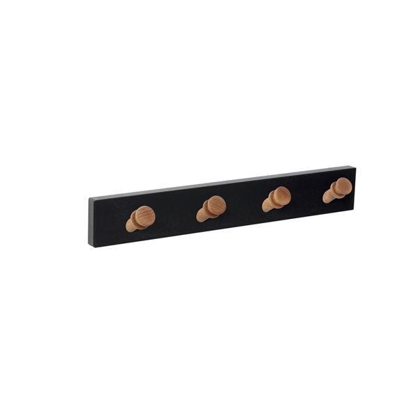 wall hanger black wood 4 inclined knobs natural wood scandinavian nordic design patere mur bois noir 4 boutons inclines naturels nordique scandinave MOD 9401