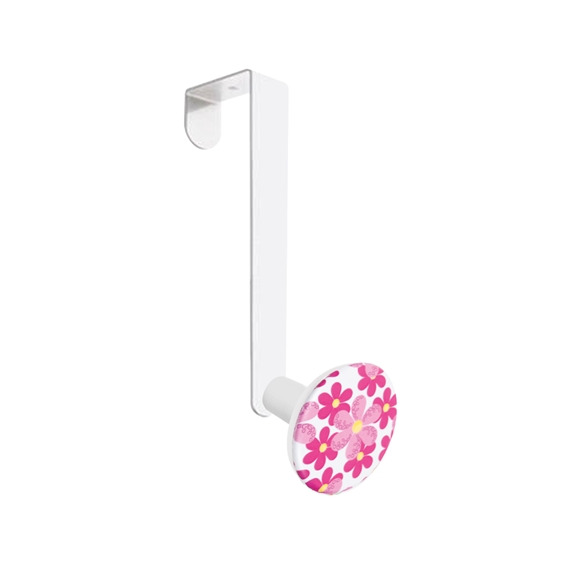 gancho puerta con pomo serigraf flores rosa perchero mueble ninos infantil 943f13