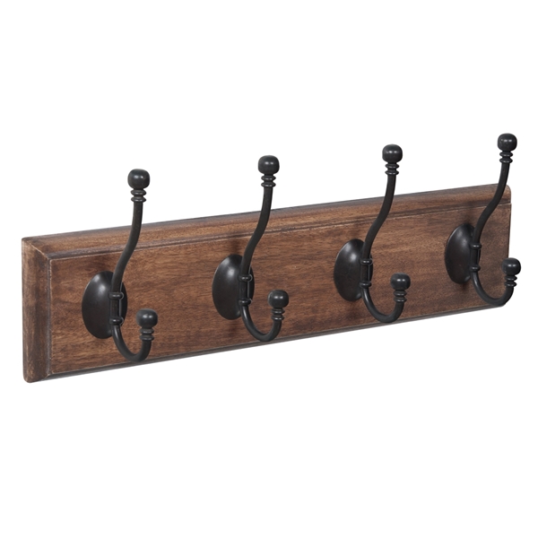 patere porte manteau en bois teck decape 4 crochets noirs classique colonial patere porte manteau en bois teck decape 4 crochets noirs classique colonial MOD 9502 MA