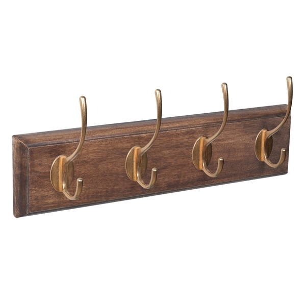 percha pared madera teca vieja 4 ganchos oro inca clasico colonial patere porte manteau en bois teck decape 4 crochets or inca classique colonial