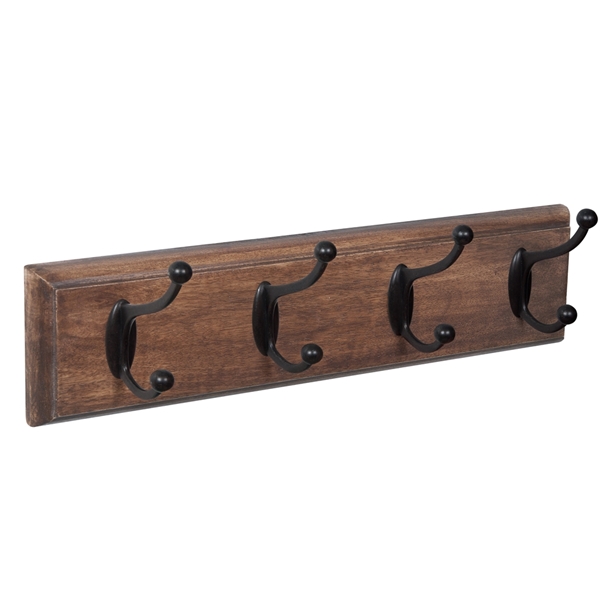 wall hanger wood antique teak 4 hooks black classic colonial patere porte manteau en bois teck decape 4 crochets noirs classique colonial MOD 9504 MA