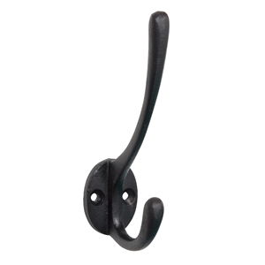 wall hook hanger 123mm black iron crochet mur 123mm fer noir mat