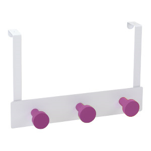 percha sobrepuerta metal blanco con 3 pomos laca magenta 987mg