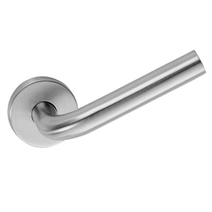 door handle 2 door handles set on round rosette manufactured in satin stainless steel 265 ma2000 l