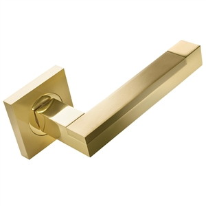 door handle 2 door handles set on square rosette bright brass satin brass finish manufactured in brass mapalma